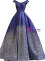 Shop 2019 Long & Short In Stock:Ship in 48 Hours Blue Silver Ball Gown Sequins Off The Shoulder Prom Dress With Factory Price From Kemedress