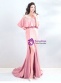Shop 2019 Long & Short In Stock:Ship in 48 Hours Pink Chiffon Mermaid Spaghetti Straps Prom Dress With Factory Price From Kemedress