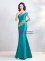 Shop 2019 Long & Short In Stock:Ship in 48 Hours Turquoise Green Satin Off Tthe Shoulder Prom Dress With Factory Price From Kemedress