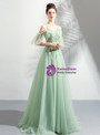 Shop 2019 Long & Short In Stock:Ship in 48 Hours Green Tulle Spaghetti Straps Appliques Prom Dress With Factory Price From Kemedress