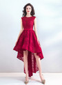 Shop 2019 Long & Short In Stock:Ship in 48 Hours Red Lace Hi Lo Appliques Homecoming Dress With Factory Price From Kemedress