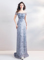 Shop 2019 Long & Short In Stock:Ship in 48 Hours Light Blue Lace Appliques Cap Sleeve Prom Dress With Factory Price From Kemedress