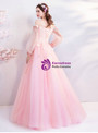 Shop 2019 Long & Short In Stock:Ship in 48 Hours Pink Tulle Puff Sleeve Appliques Quinceanera Dresses With Factory Price From Kemedress