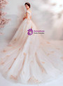 In Stock:Ship in 48 Hours Light Champagne Tulle Off the Shoulder Wedding Dress
