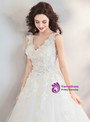 Shop 2019 Long & Short In Stock:Ship in 48 Hours Tulle V-neck Appliques Wedding Dress With Factory Price From Kemedress