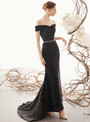 Stunning Black Mermaid Off the Shoulder Sleeveless Prom Dress