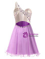 Simple Purple Chiffon One Shoulder Homecoming Dress With Crystal