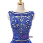Blue Tulle Crystal Beading Backless Short Homecoming Dress