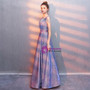 In Stock:Ship in 48 Hours A-Line Purple V-neck Pleats Long Prom Dress