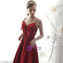 Princess Burgundy Satin Spaghetti Straps Prom Dress With Bow
