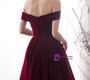 High quality Burgundy Velvet Off the Shoulder Ankle Length Prom Dress With Pocket