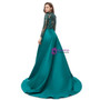 Green Mermaid Sequins Long Sleeve Prom Dress With Removable Train
