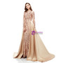 Elegant Champagne Mermaid Sequins Long Sleeve Prom Dress With Removable Train