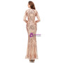 Elegant Champagne Mermaid Sequins Long Sleeve Prom Dress With Removable Train