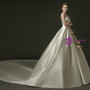 Fashion White Ball Gown Satin Strapless Wedding Dress With Train