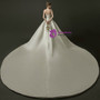 Fashion White Ball Gown Satin Strapless Wedding Dress With Train