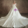 Trendy White Ball Gown Satin Off the Shoulder Wedding Dress With Bow