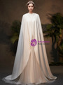 Princess Simple White Tulle Long Sleeve Backless Wedding Dress With Shawl