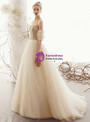 Elegance Champagne Tulle Sweetheart Floor Length Wedding Dress
