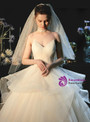Hot Sale Champagne Balll Gown Tulle Spaghetti Straps Pleats Wedding Dress