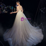 Ivory White Tulle Spaghetti Straps Appliques Sleeveless Wedding Dress