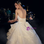 Light Champagne Ball Gown Lace Tulle Sweetheart Appliqeus Wedding Dress