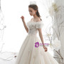 Impressive Light Champagne Ball Gown Tulle Off the Shoulder Appliques Wedding Dress
