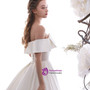 Cheap White Ball Gown Satin Off the Shoulder Wedding Dress With Train