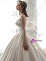 Elegance Ivory Color Satin Strapless Corset Sleeveless Wedding Dress With Train