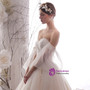 Dazzling Ball Gown Tulle Sequins Sweetheart Puff Sleeve Wedding Dress