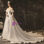 Elegant A-Line White Off the Shoulder Appliques Wedding Dress With Train