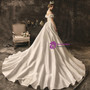 Elegant A-Line White Off the Shoulder Appliques Wedding Dress With Train