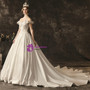 Gorgeous A-Line Champagne Ball Gown Satin V-neck Butterfly Sleeve Prom Dress