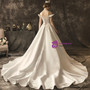 Gorgeous A-Line Champagne Ball Gown Satin V-neck Butterfly Sleeve Prom Dress