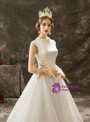 Sweet White High Neck Ankle Length Cap Sleeve Appliques Short Wedding Dress