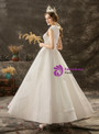 Sweet White High Neck Ankle Length Cap Sleeve Appliques Short Wedding Dress