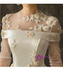 Fashionable White Satin Long Sleeve Long Sleeve Wedding Dress With Beading With Train