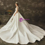 Fairy Tale White Ball Gown Satin V-neck Sleeveless Wedding Dress With Train