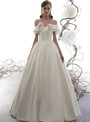 Simple Ivory White Satin Off the Shoulder Corset Floor Length Wedding Dress
