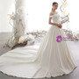 Simple White Ball Gown Satin Off the Shoulder Long Wedding Dress