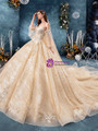 Delicate Champagne Tulle Sequins Off the Shoulder Butterfly Sleeve Appliques Wedding Dress