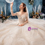 Impressive Champagne Tulle Long Sleeve Backless Appliques Wedding Dress With Beading