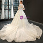 Ivory White Tulle Appliques Backless Cap Sleeve Wedding Dress With Pearls