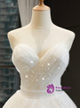White Ball Gown Tulle Sequins Sweetheart Sleeveless Pleats Wedding Dress 