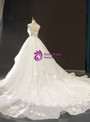 White Ball Gown Tulle Sequins Sweetheart Sleeveless Pleats Wedding Dress 