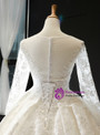 Stylish White Ball Gown Long Sleeve Tulle Appliques Wedding Dress 