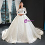 Stylish White Ball Gown Long Sleeve Tulle Appliques Wedding Dress 