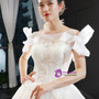 Brilliant White Ball Gown Tulle Sequins Appliques Backless Wedding Dress