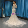Ivory White Tulle Mermaid Appliques Beading Sequins Long Sleeve Wedding Dress