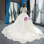 Marvelous White Ball Gown Tulle Appliques Short Sleeve Wedding Dress With Train